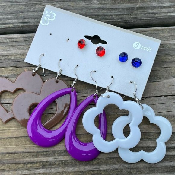 Fashion Earrings Set of 5 Earrings Multi Color Fashion Jewelry Lead Safe Earring - Picture 8 of 10